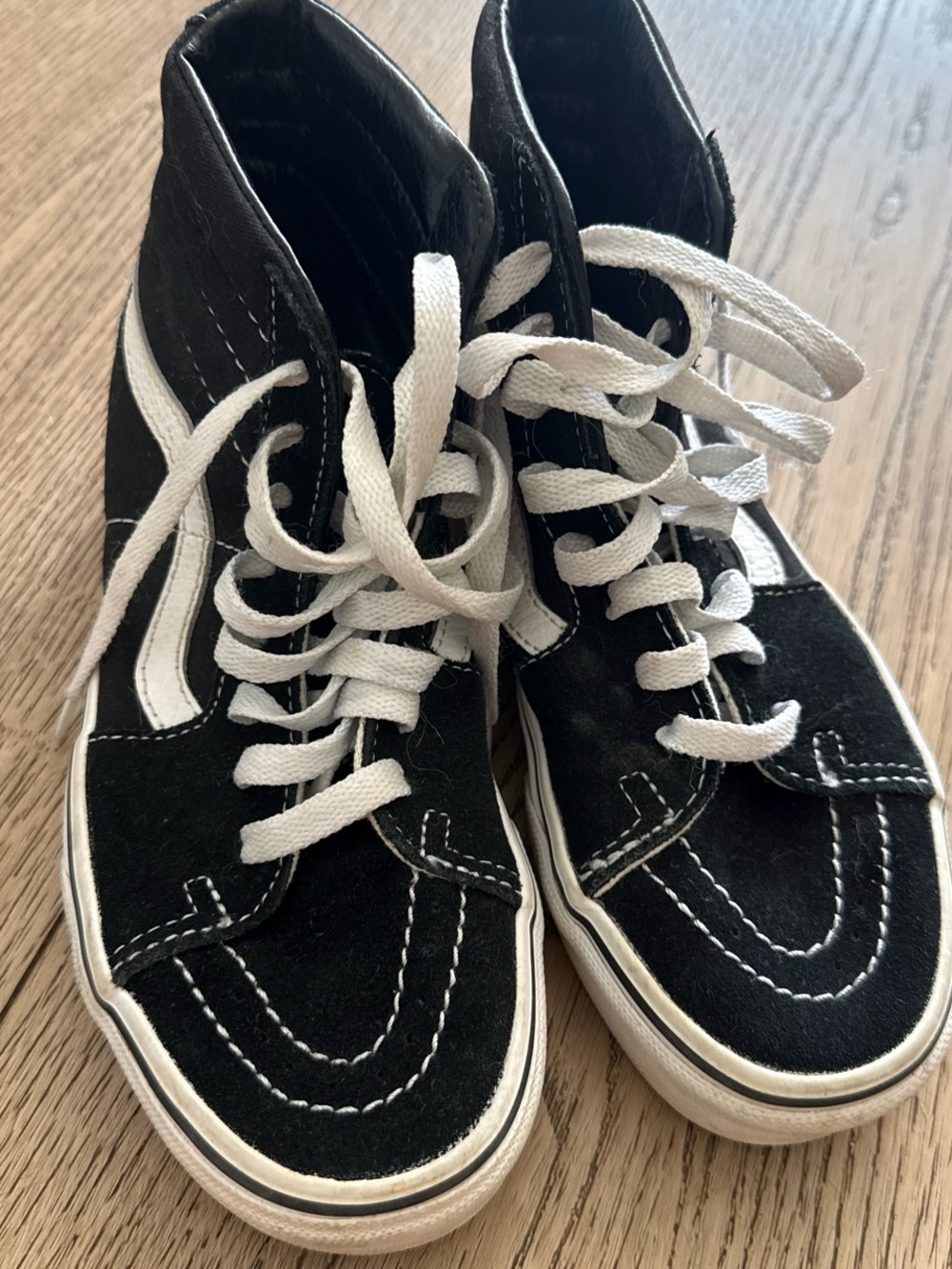 Vans Kids Black and White High-Top Skate Sneakers